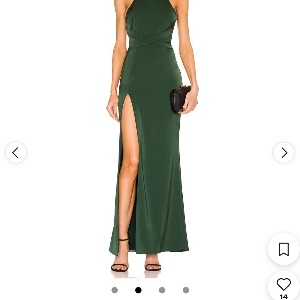 NDB Revolve Elegant Green Halter Maxi Dress